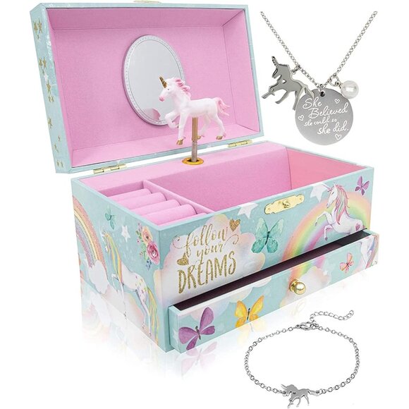 The Memory Building Co Unicorn Musical Jewelry Box Plays Classic Melody Storage
